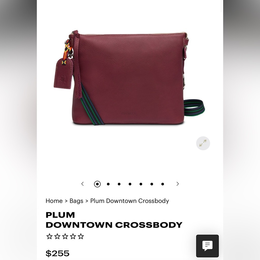Consuela Plum Downtown Crossbody with Green-Trim Strap